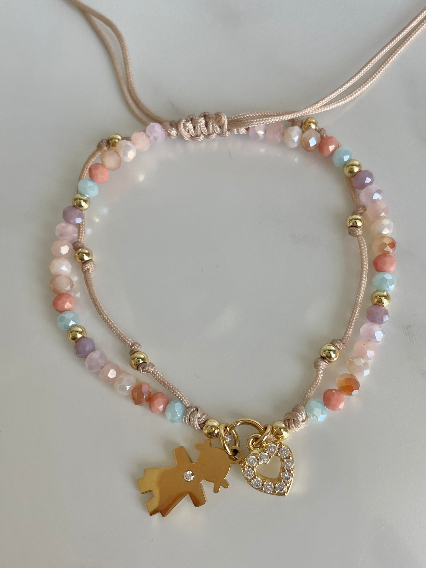 Pulsera muranos doble pastel niña corazón