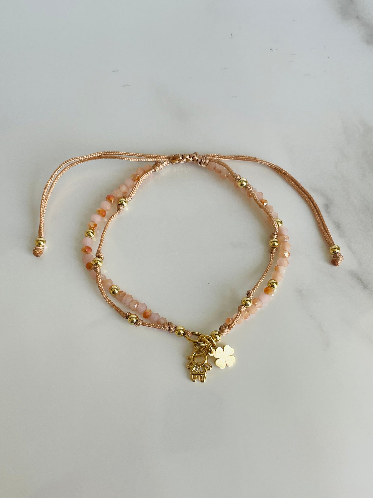 Pulsera muranos doble nude trebol niño