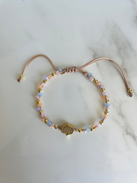 Pulsera muranos pastel mano hamsa