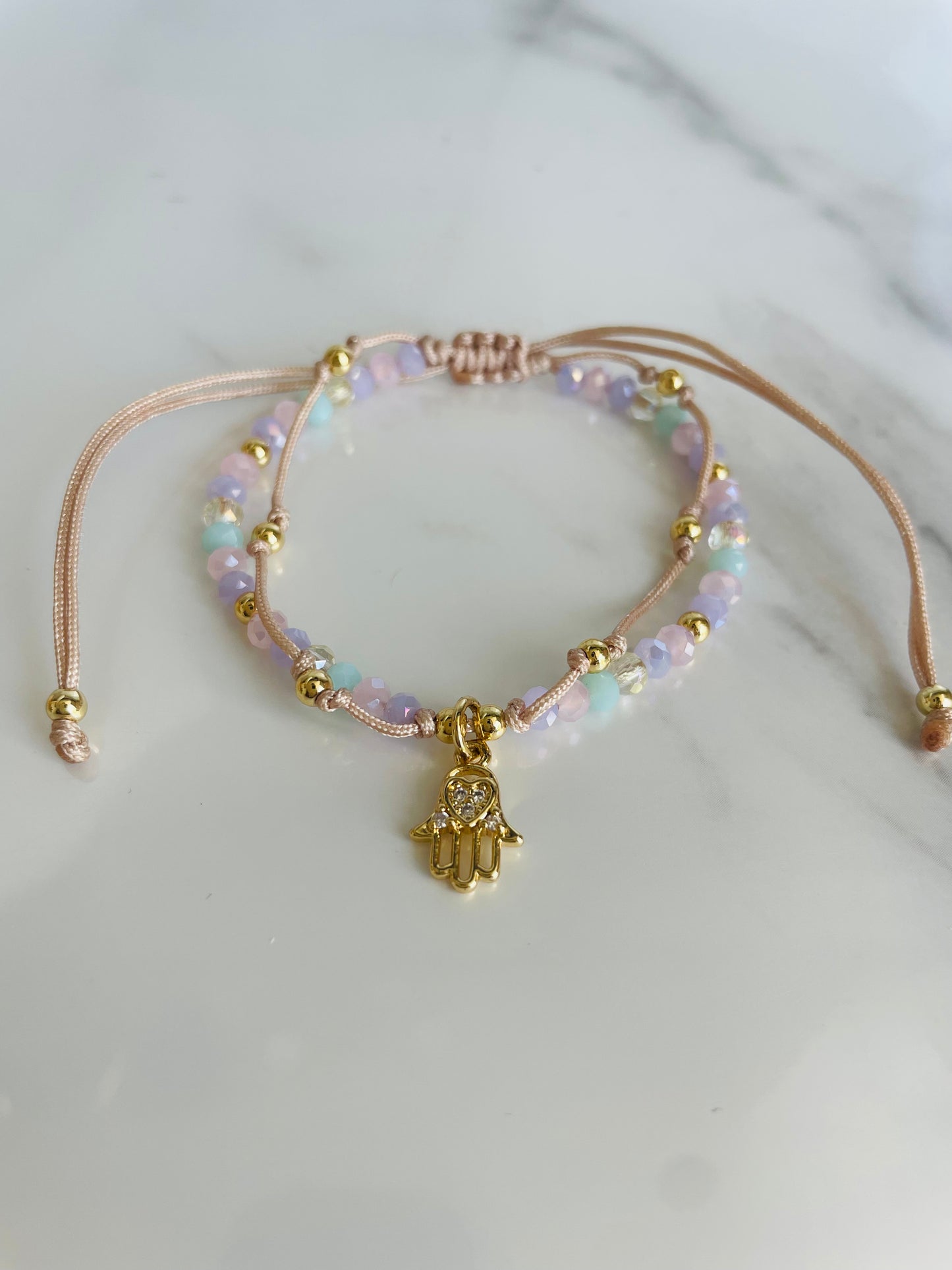 Pulsera muranos pastel hamsa colgante