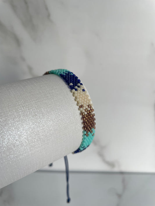 Pulsera Miyuki delgada azul y verde