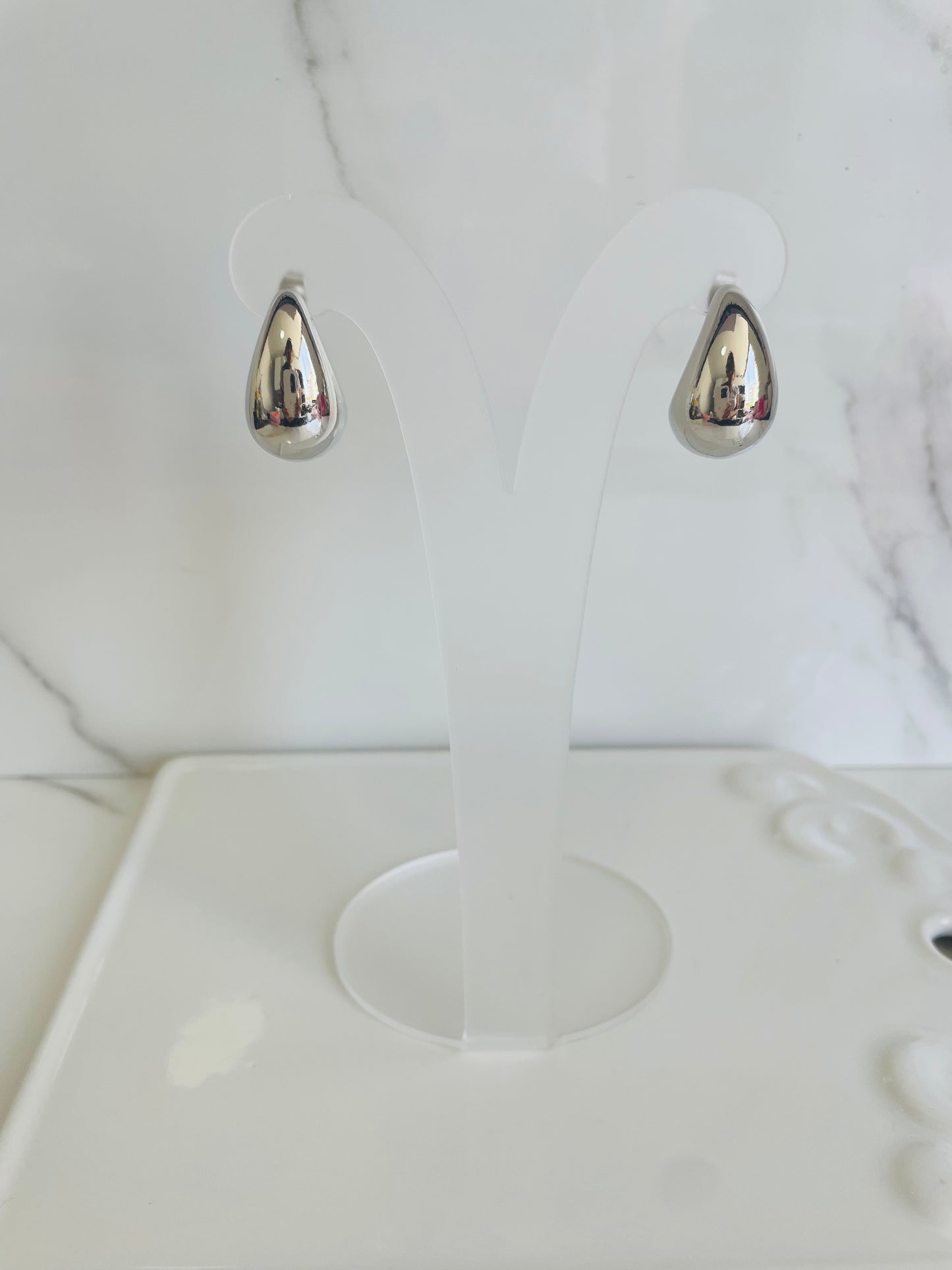 Aretes Drop Grande Plateado