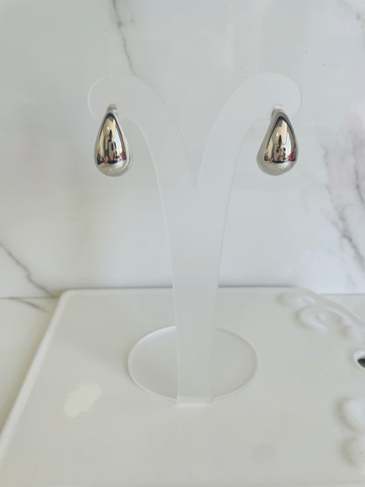 Aretes Drop Grande Plateado