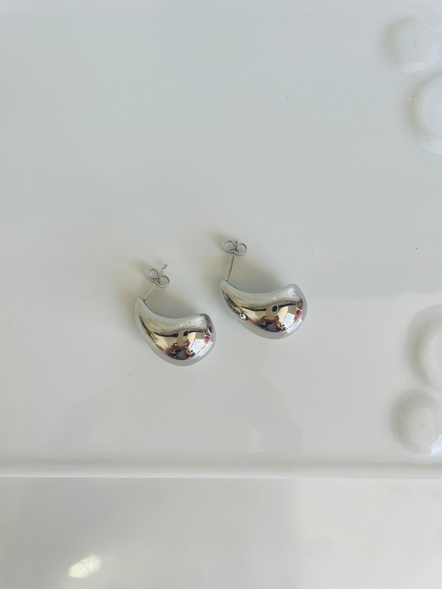 Aretes Drop Grande Plateado