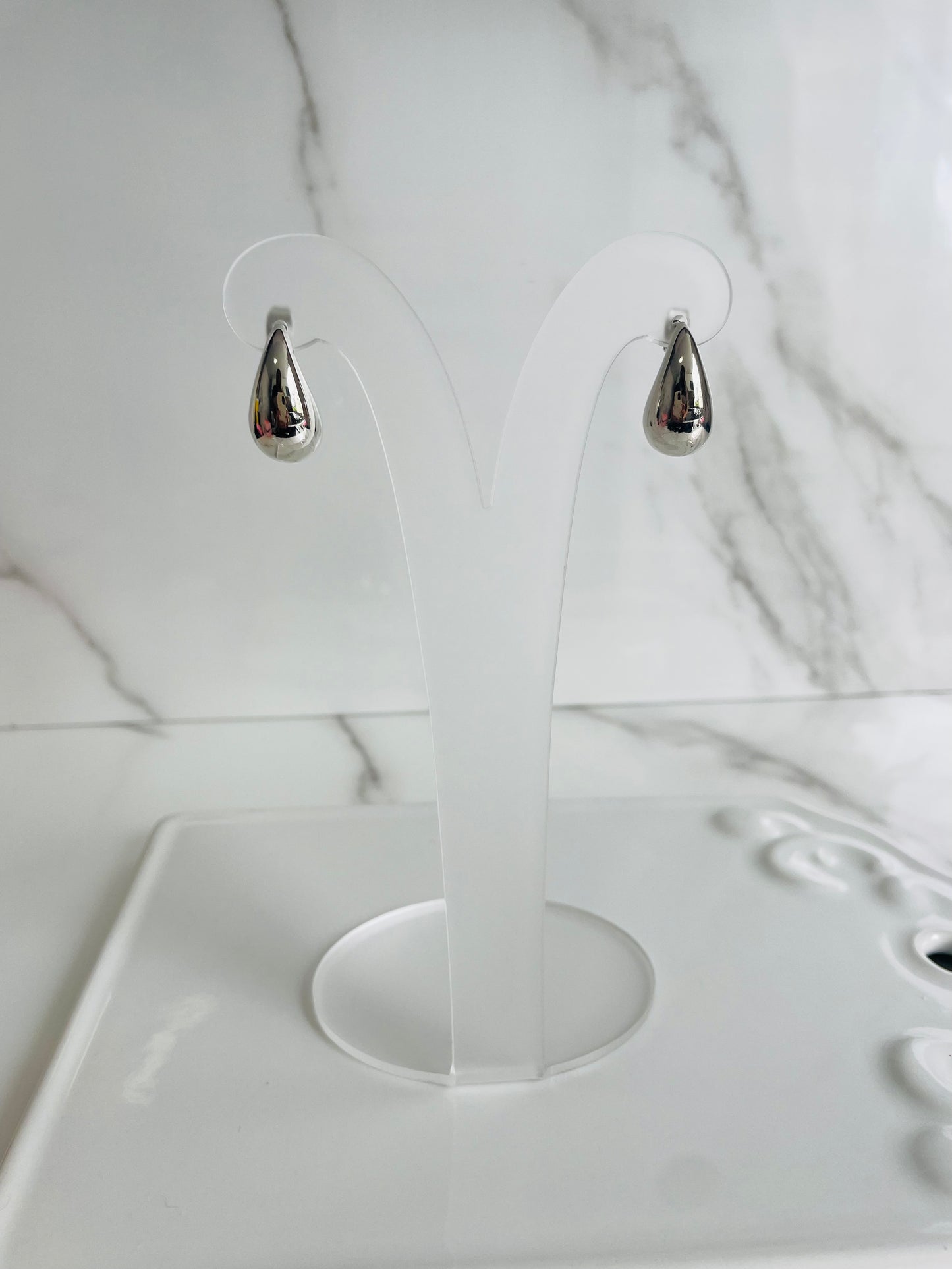 Aretes Drop Mediano Plateado