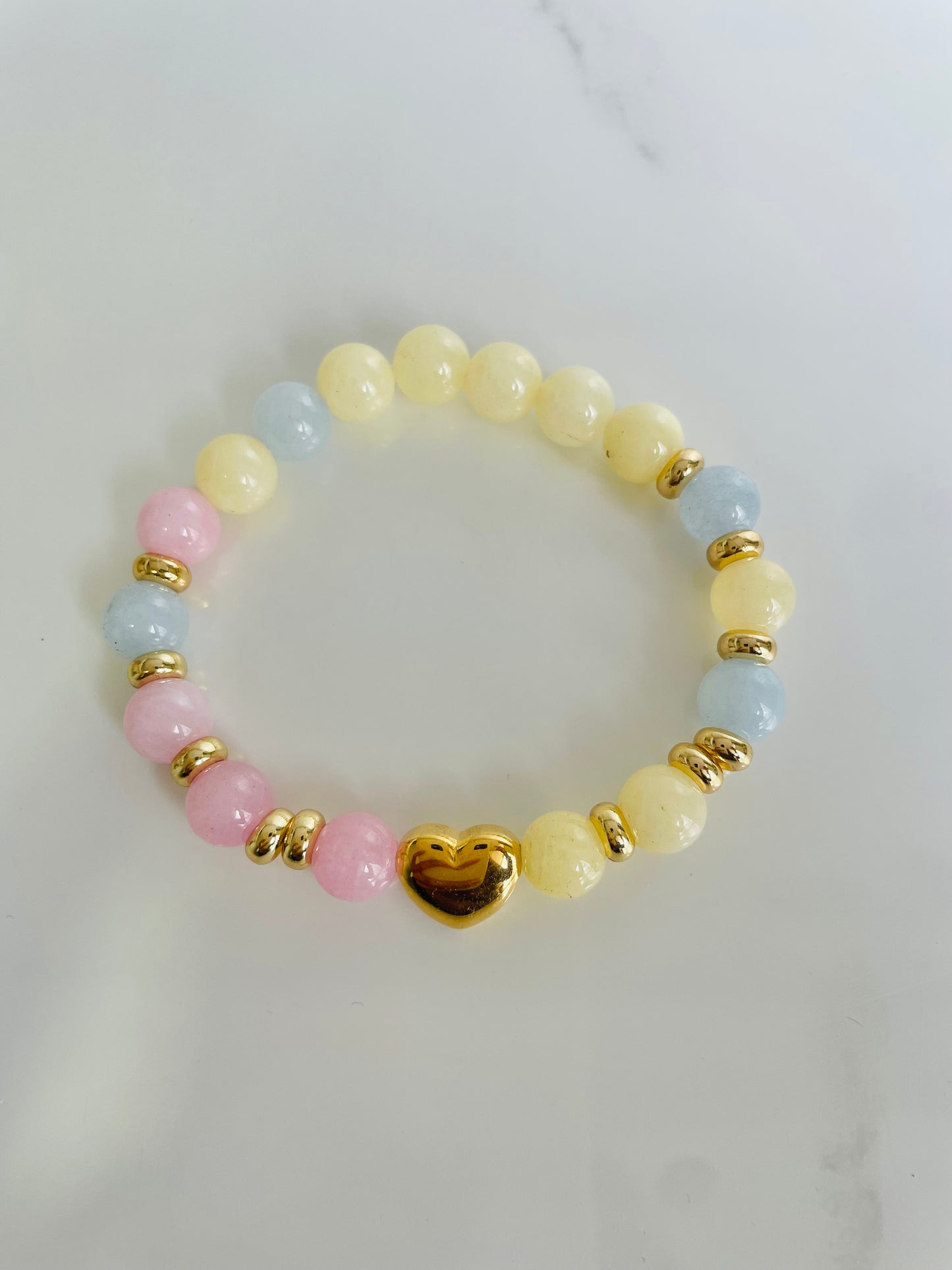 Pulsera pastel, calcita, corazón